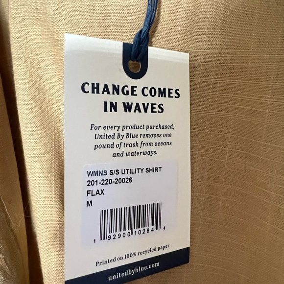 United By Blue tan flax organic cotton utility short sleeve button-up shirt - Picture 2 of 3